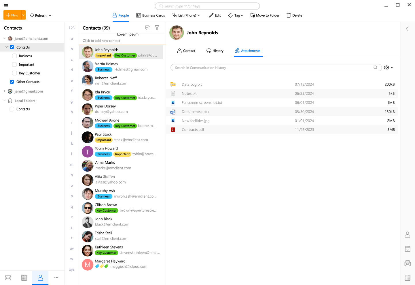 eM Client 联系人界面 3