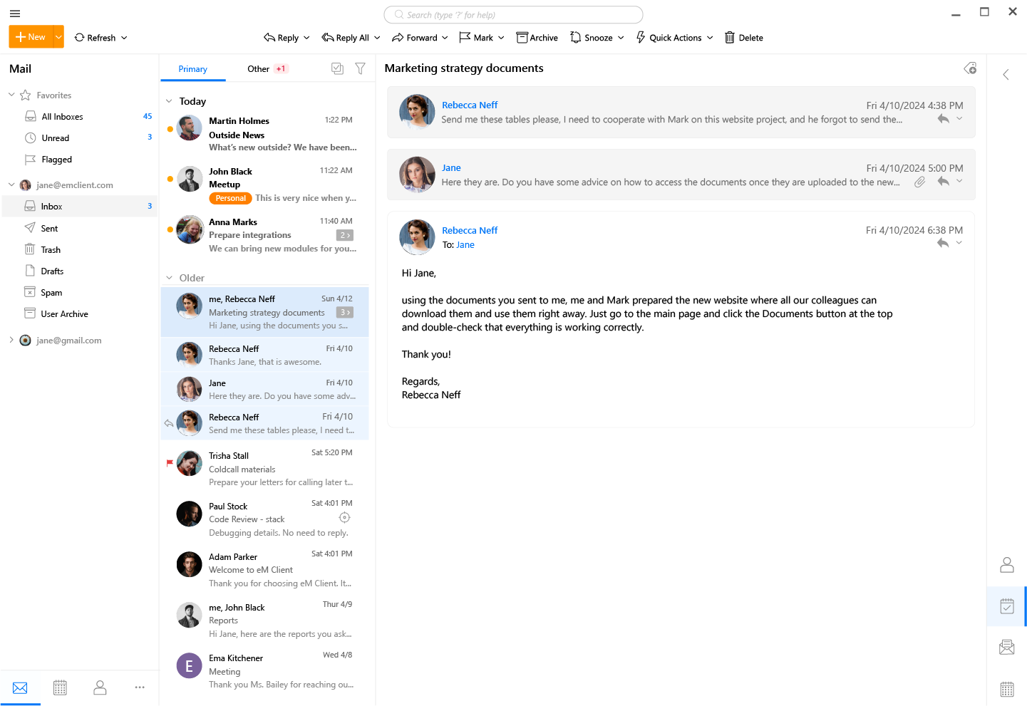 eM Client 邮件界面截图 1